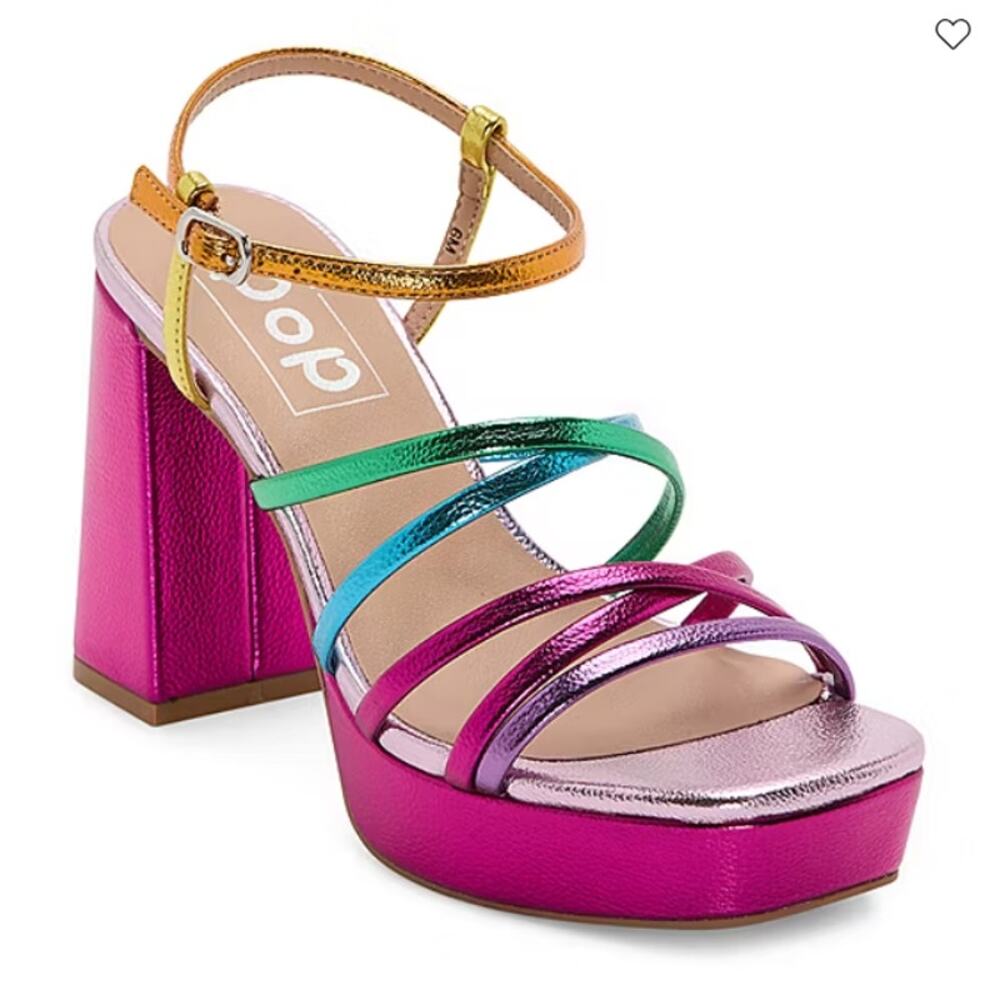 Pop Womens Kallie Heeled Sandals Pink Fuschia Multicolor Size 8M - Picture 2 of 9